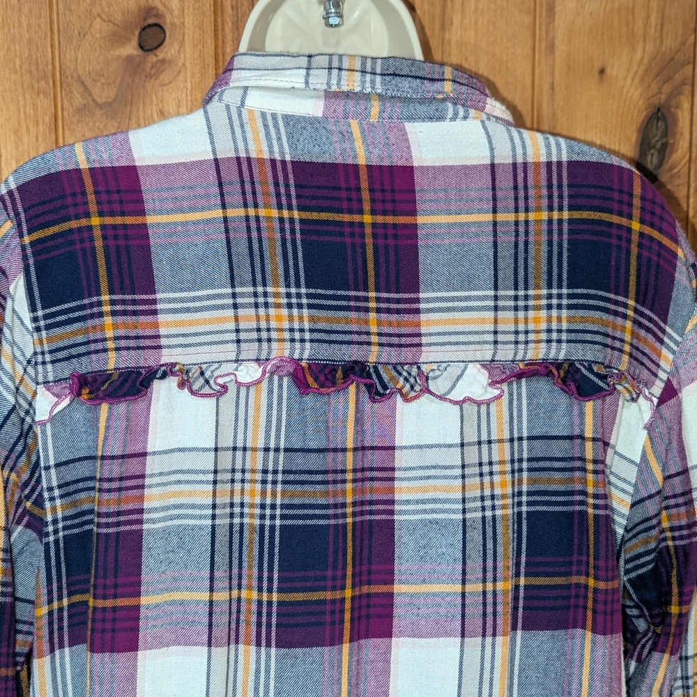 Ruff Hewn Multicolor Plaid Shirt With Ruffles - Picture 4 of 9